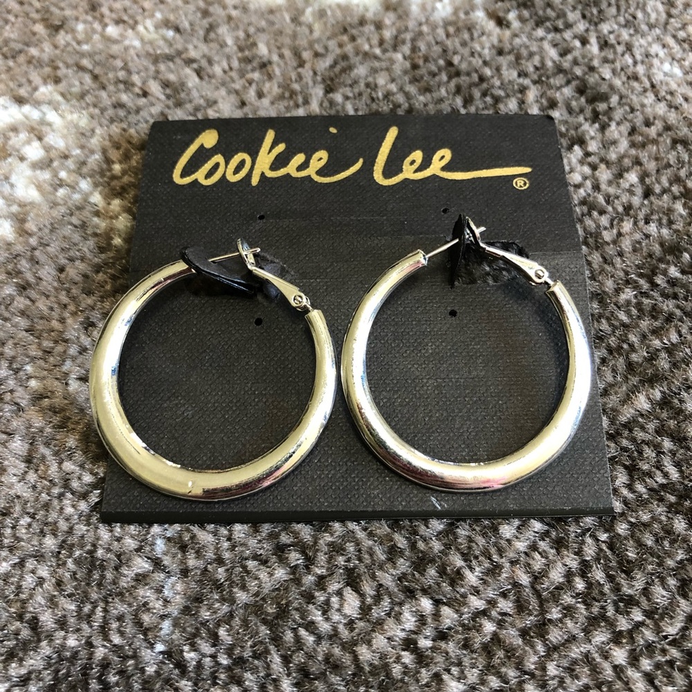 Cookie Lee silver hoop earrings - never worn!